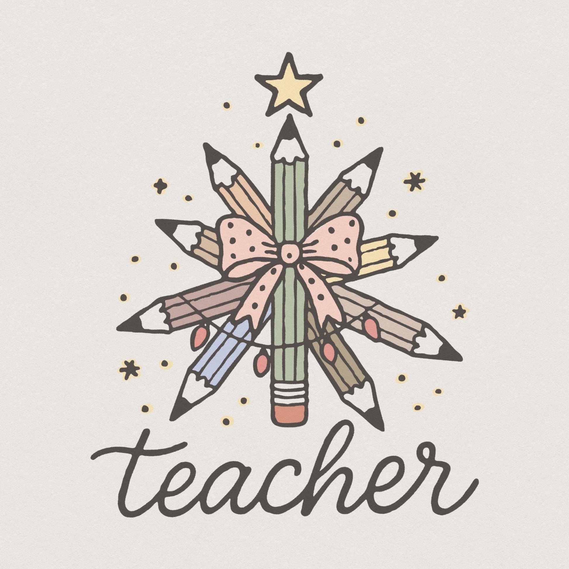 Teacher Pencil Star PNG, Best Teacher Ever PNG - 300 DPI Design for T-Shirt