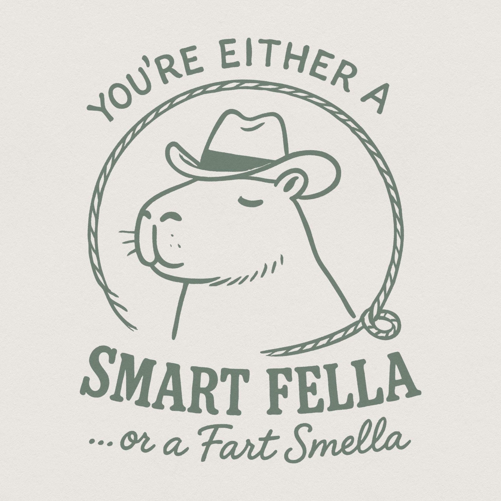 Smart Fella or a Fart Smella Capybara T-Shirt PNG, Funny Cowboy PNG