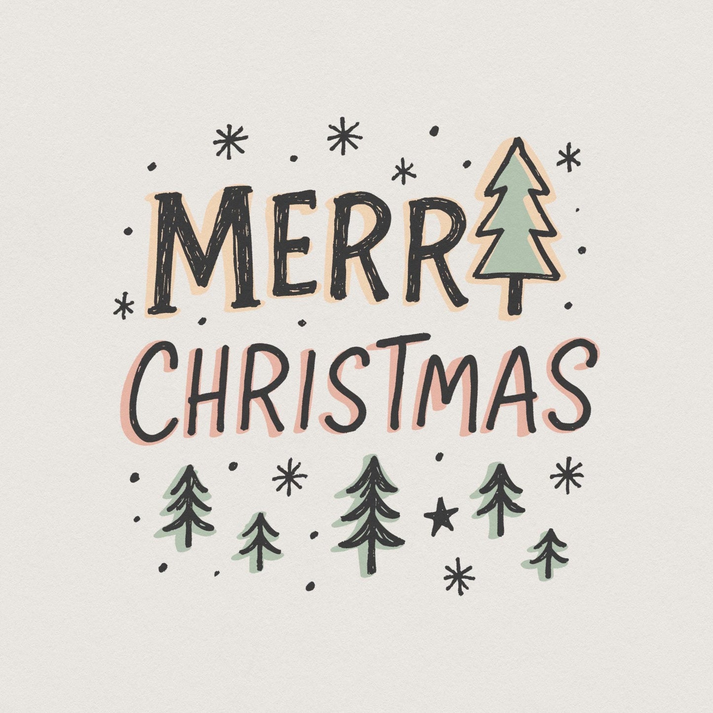 Merry Christmas PNG, Retro Christmas PNG - 300 DPI Design for T-Shirt