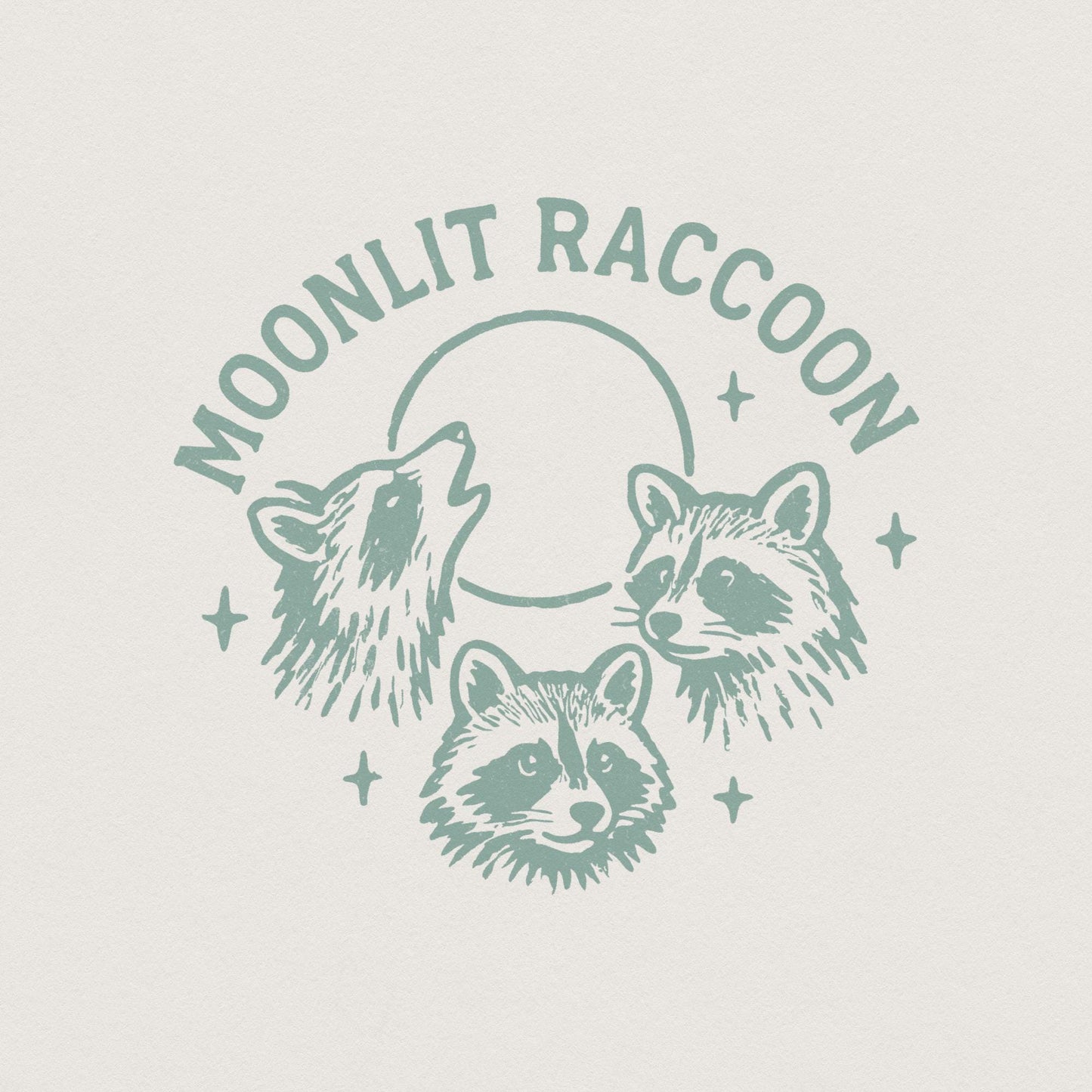 Moonlit Raccoon PNG, Woodland Animals Clipart - 300 DPI Design for T-Shirt