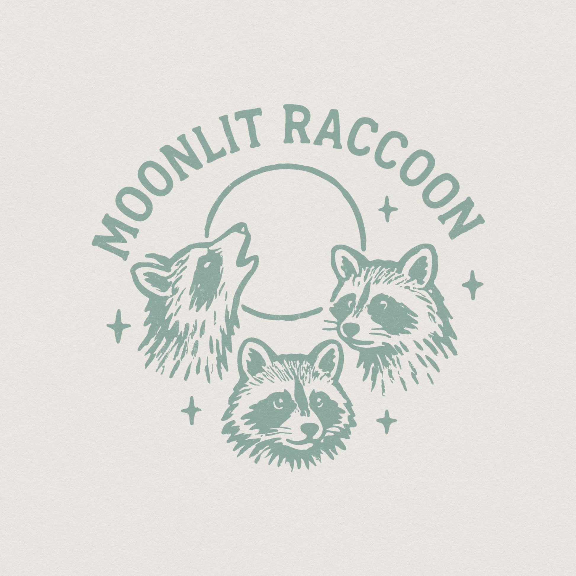 Moonlit Raccoon PNG, Woodland Animals Clipart - 300 DPI Design for T-Shirt