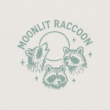 Moonlit Raccoon PNG, Woodland Animals Clipart - 300 DPI Design for T-Shirt