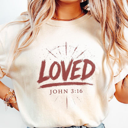 Loved John 3:16 PNG, Christian Bible Verse Digital Download - 300 DPI