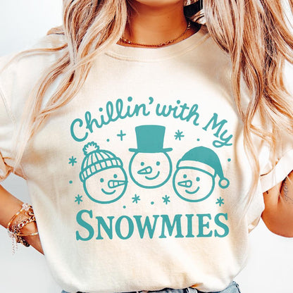 Chillin' With My Snowmies PNG, Funny Snowman Christmas Shirt PNG - 300