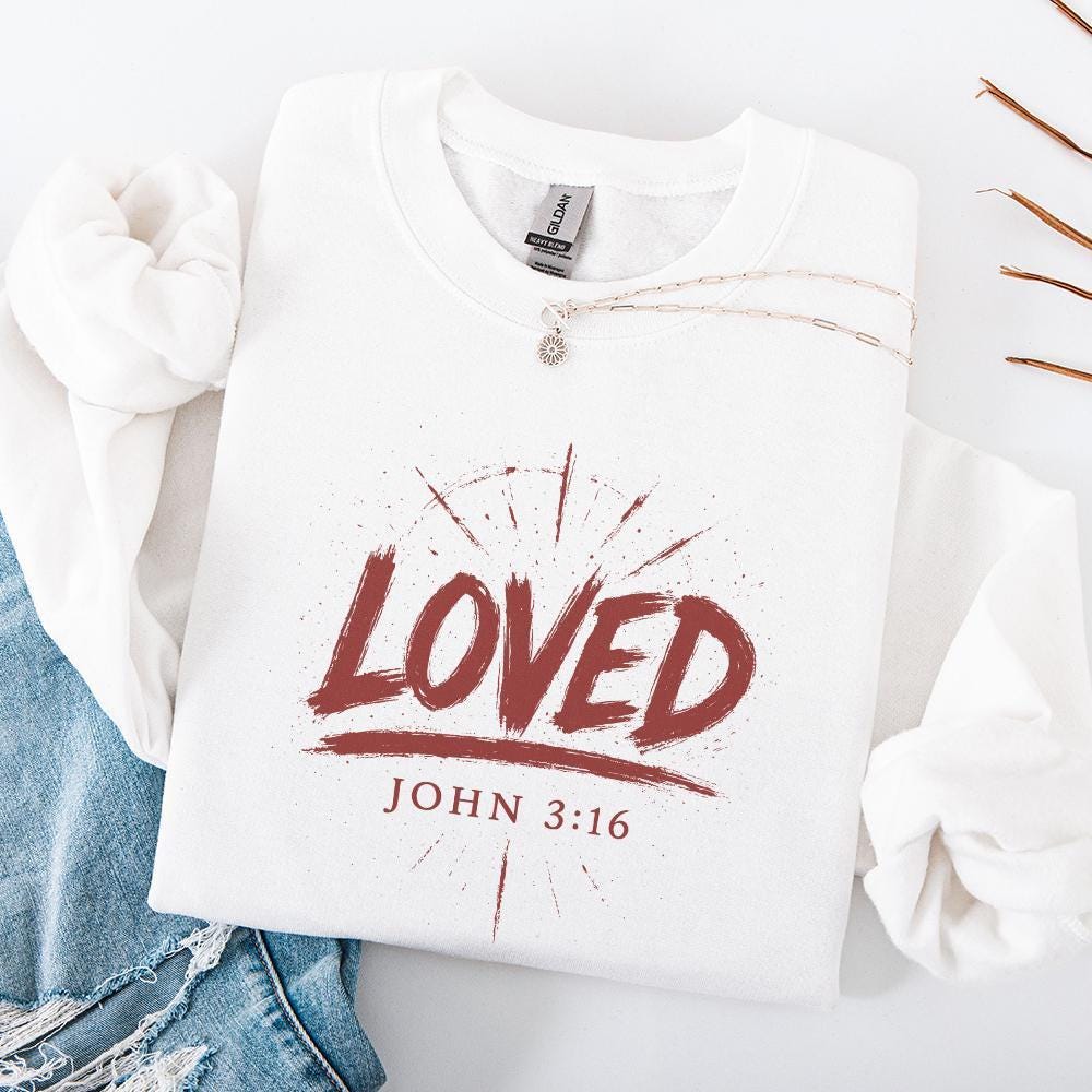 Loved John 3:16 PNG, Christian Bible Verse Digital Download - 300 DPI