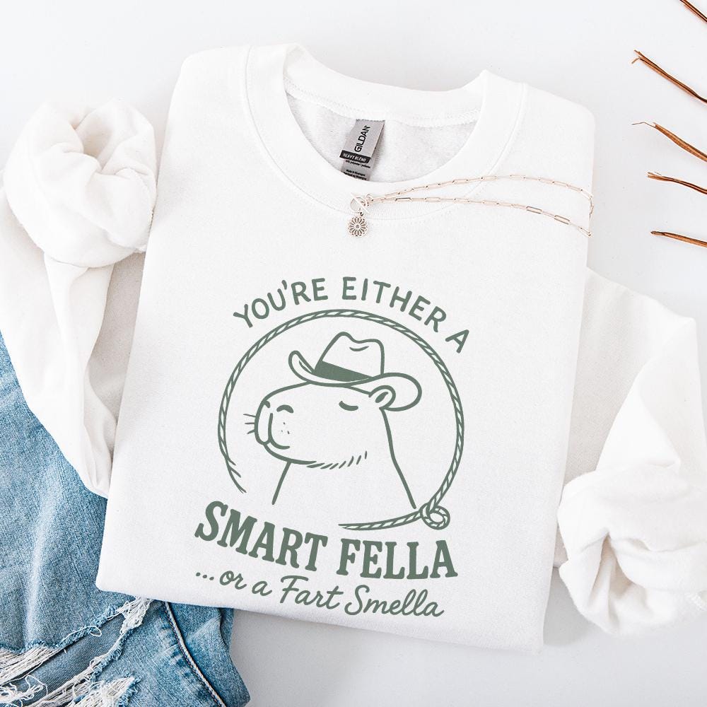 Smart Fella or a Fart Smella Capybara T-Shirt PNG, Funny Cowboy PNG