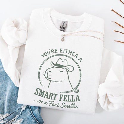 Smart Fella or a Fart Smella Capybara T-Shirt PNG, Funny Cowboy PNG