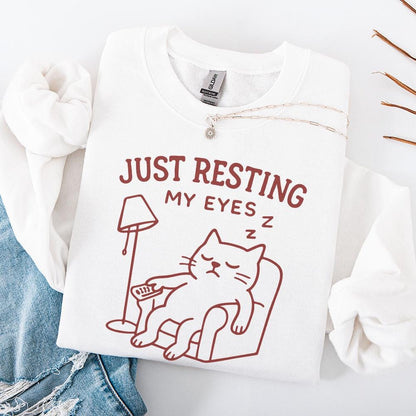 Just Resting My Eyes Cat PNG, Funny Cat Digital Download - 300 DPI Design