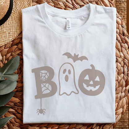 Boo Ghost Pumpkin Cute Halloween Shirt PNG, Retro Fall Spider Bat PNG