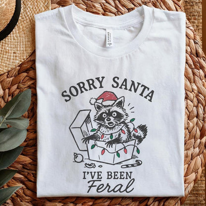 Sorry Santa I've Been Feral PNG, Funny Raccoon Christmas PNG - 300 DPI