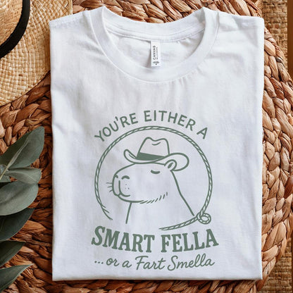 Smart Fella or a Fart Smella Capybara T-Shirt PNG, Funny Cowboy PNG