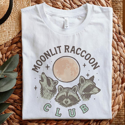 Moonlit Raccoon Club PNG, Retro Raccoon Shirt PNG - 300 DPI Design for