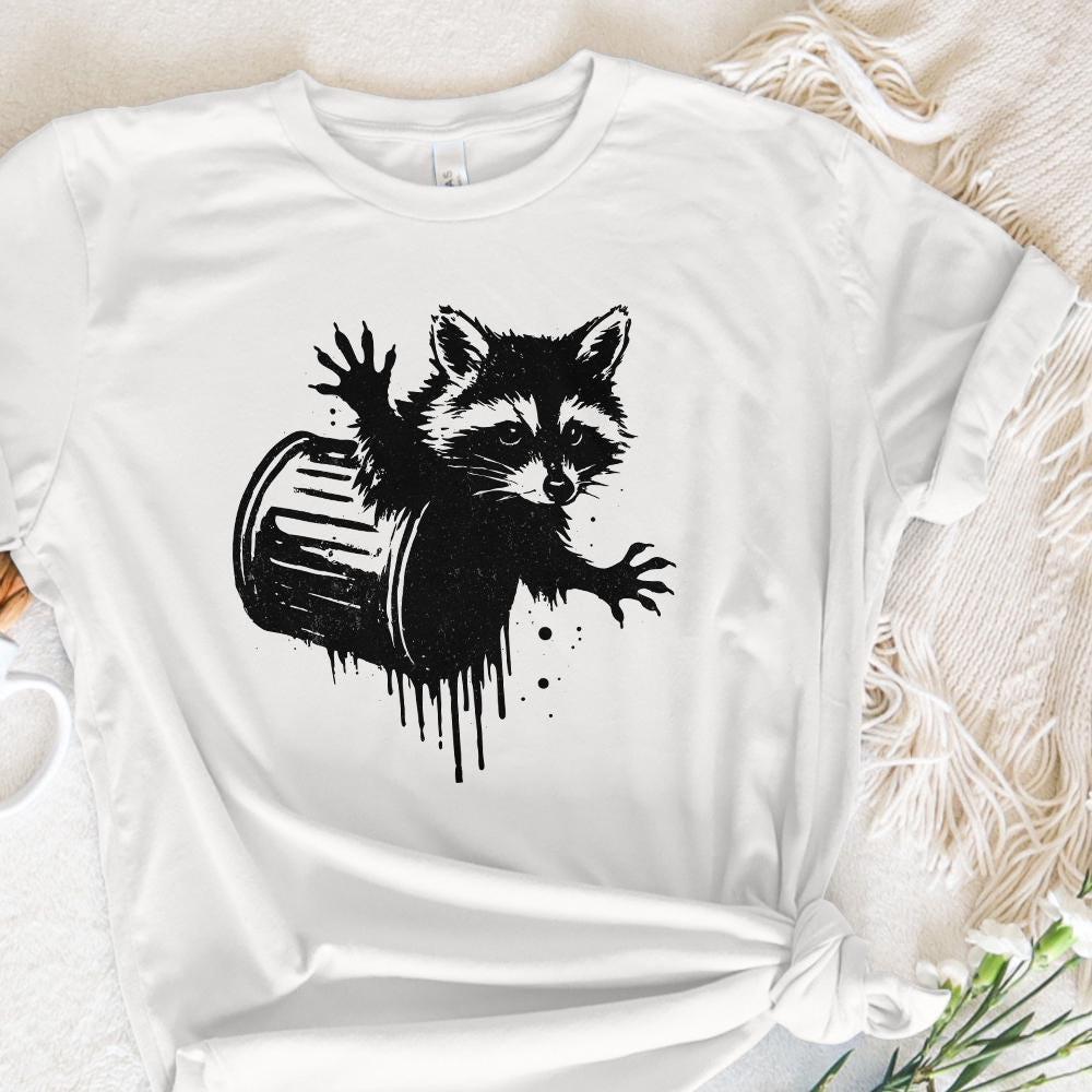 Funny Raccoon Trash Can PNG, Urban Street Art Animal Digital Download -
