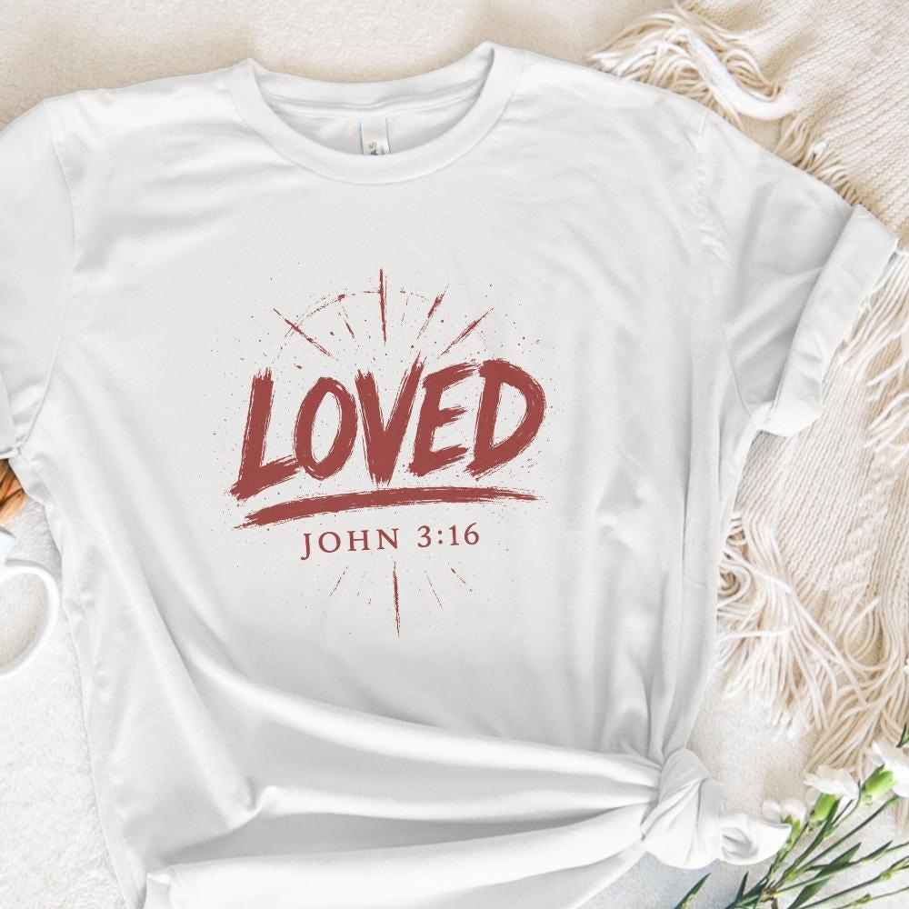 Loved John 3:16 PNG, Christian Bible Verse Digital Download - 300 DPI