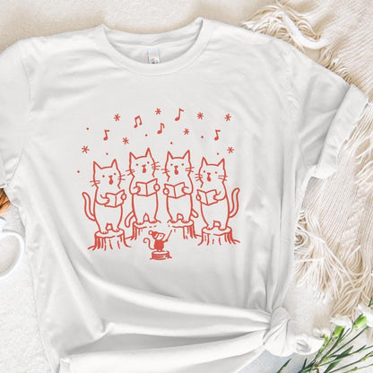 Singing Cat Choir PNG, Whimsical Christmas Cat Carolers Clipart - 300 DPI