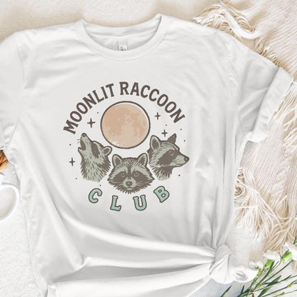 Moonlit Raccoon Club PNG, Retro Raccoon Shirt PNG - 300 DPI Design for