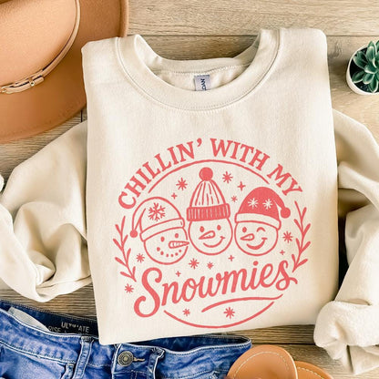 Chillin' With My Snowmies PNG Christmas Shirt – Cute Winter Snowman PNG,