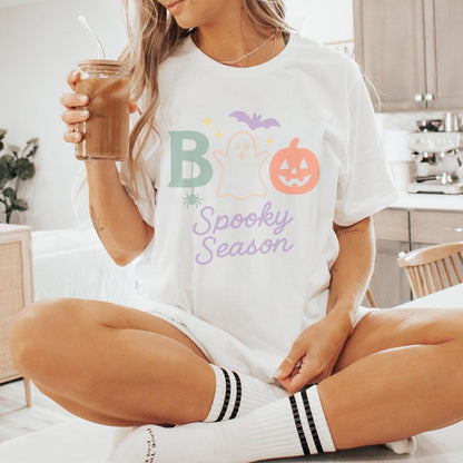 Boo Spooky Season PNG, Cute Halloween Ghost Pumpkin PNG - 300 DPI Design