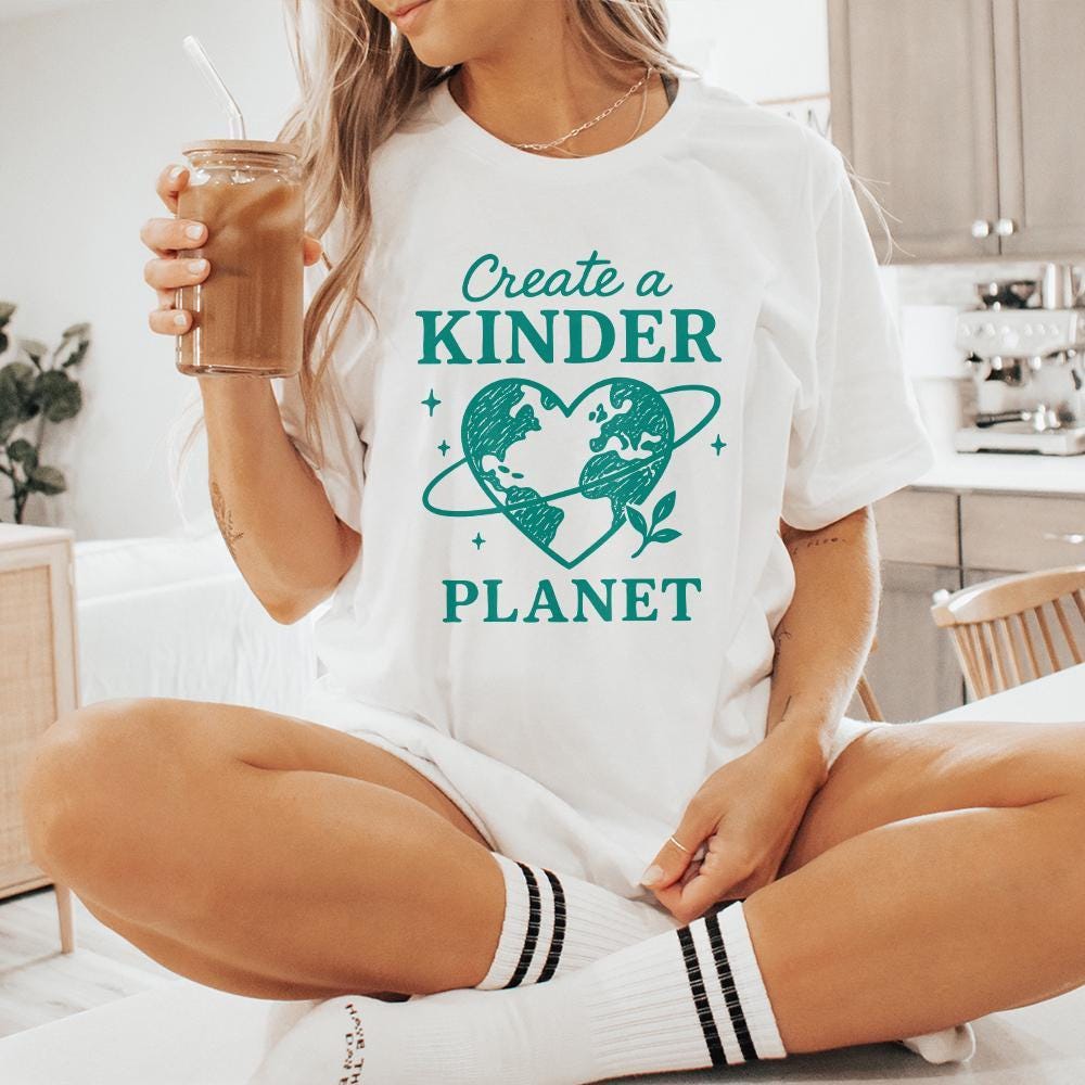 Create a Kinder Planet PNG, Eco Earth PNG - 300 DPI Design for T-Shirt