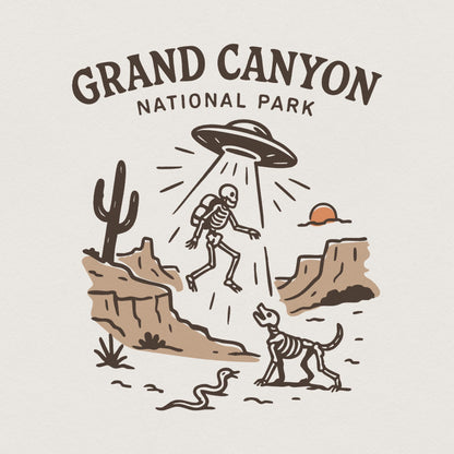 Grand Canyon National Park UFO Skeleton PNG T-Shirt, Alien Abduction