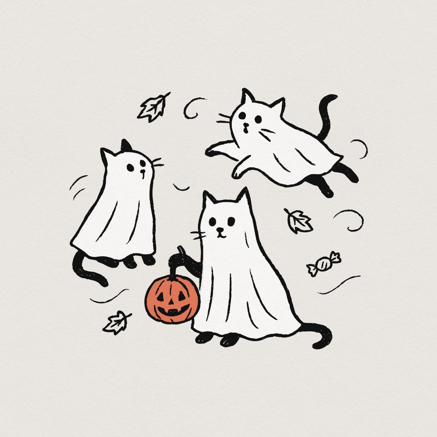 Ghost Cat PNG, Spooky Halloween Cat - 300 DPI Design for T-Shirt