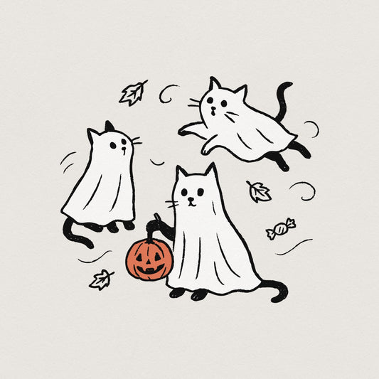 Ghost Cat PNG, Spooky Halloween Cat - 300 DPI Design for T-Shirt