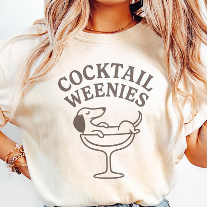 Cocktail Weenies PNG, Funny Dachshund Dog in Cocktail Glass Art - 300 DPI