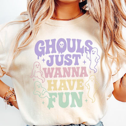 Ghouls Just Wanna Have Fun PNG, Cute Ghost Retro Halloween PNG - 300 DPI