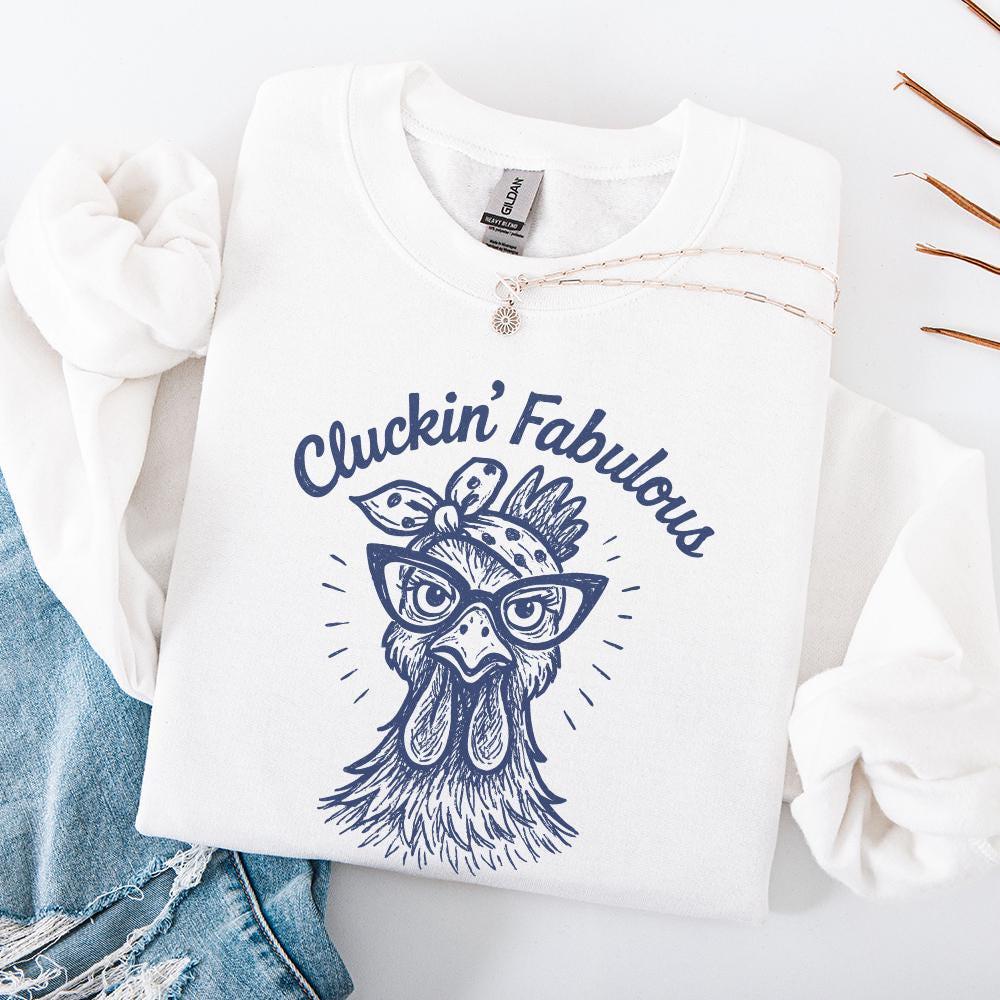 Cluckin' Fabulous Chicken PNG - Funny Chicken Shirt, Retro Hen Art for