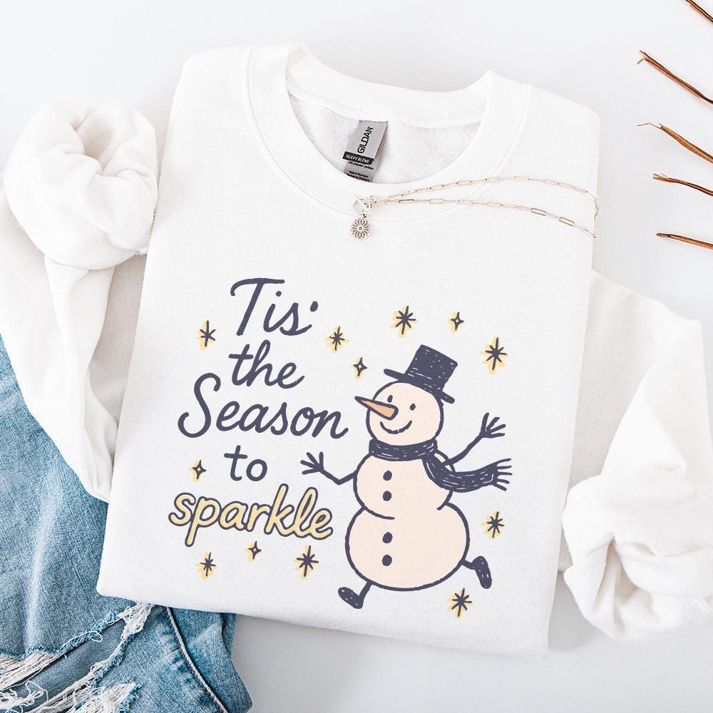 Tis' The Season To Sparkle PNG, Christmas Snowman PNG - 300 DPI Design