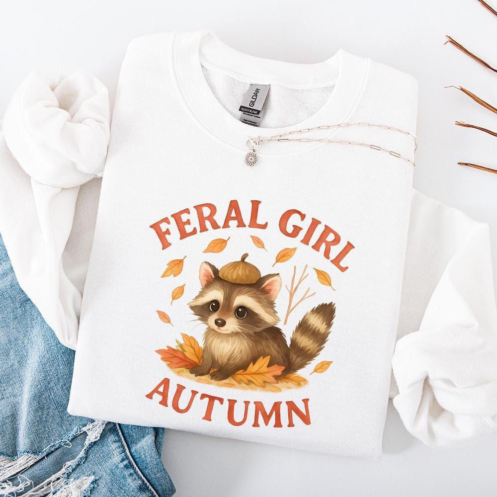 Feral Girl Autumn PNG, Cute Raccoon With Acorn Hat PNG - 300 DPI Design