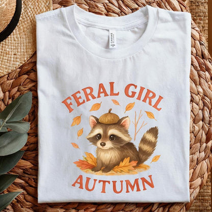 Feral Girl Autumn PNG, Cute Raccoon With Acorn Hat PNG - 300 DPI Design