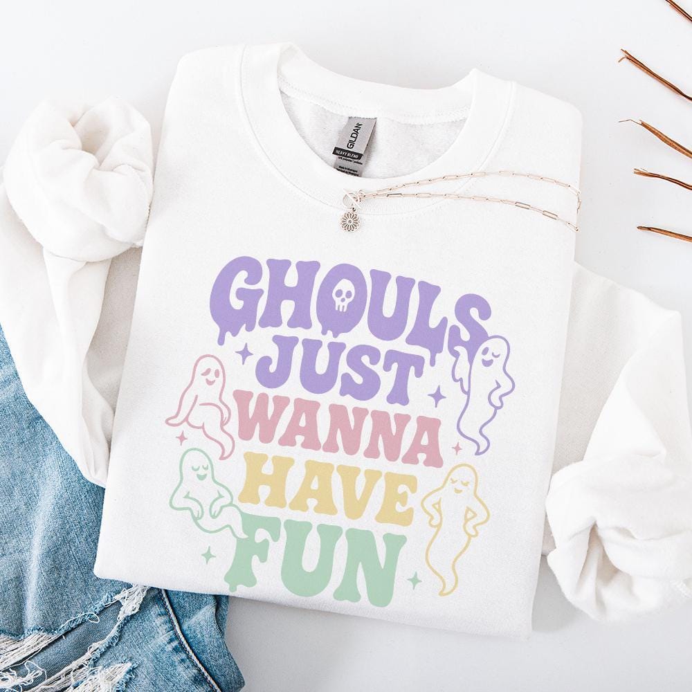 Ghouls Just Wanna Have Fun PNG, Cute Ghost Retro Halloween PNG - 300 DPI