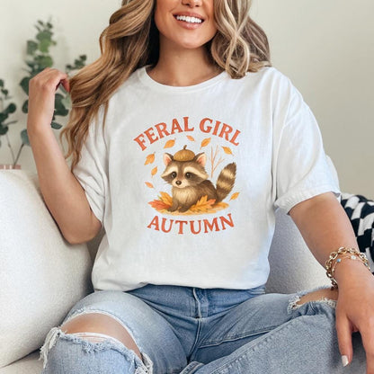 Feral Girl Autumn PNG, Cute Raccoon With Acorn Hat PNG - 300 DPI Design