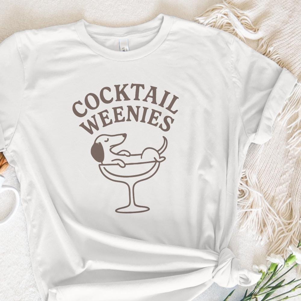 Cocktail Weenies PNG, Funny Dachshund Dog in Cocktail Glass Art - 300 DPI