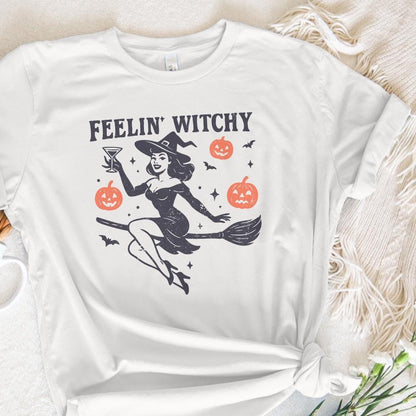 Feelin' Witchy PNG, Retro Witch Halloween PNG - 300 DPI Design for T-Shirt
