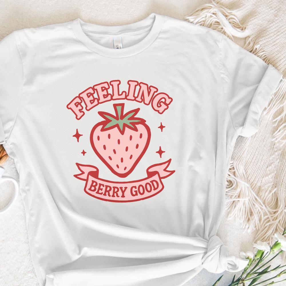 Feeling Berry Good PNG, Retro Strawberry Digital Download - 300 DPI