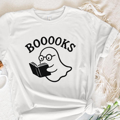 Booooks Ghost Reading PNG, Cute Halloween Book Lover PNG - 300 DPI Design