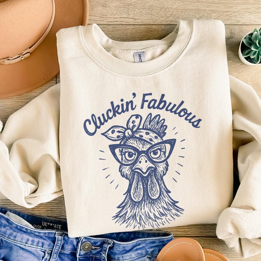 Cluckin' Fabulous Chicken PNG - Funny Chicken Shirt, Retro Hen Art for