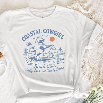Coastal Cowgirl Beach Club PNG, Retro Western Cowgirl PNG - 300 DPI