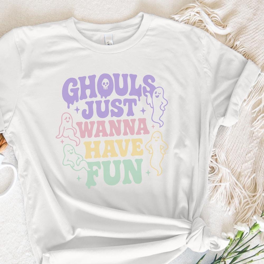 Ghouls Just Wanna Have Fun PNG, Cute Ghost Retro Halloween PNG - 300 DPI