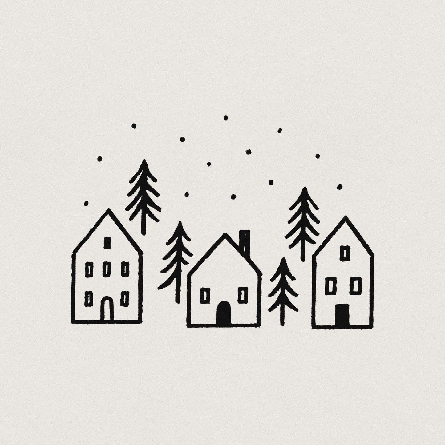 Minimalist Winter House PNG, Scandinavian Home Art - 300 DPI Design for