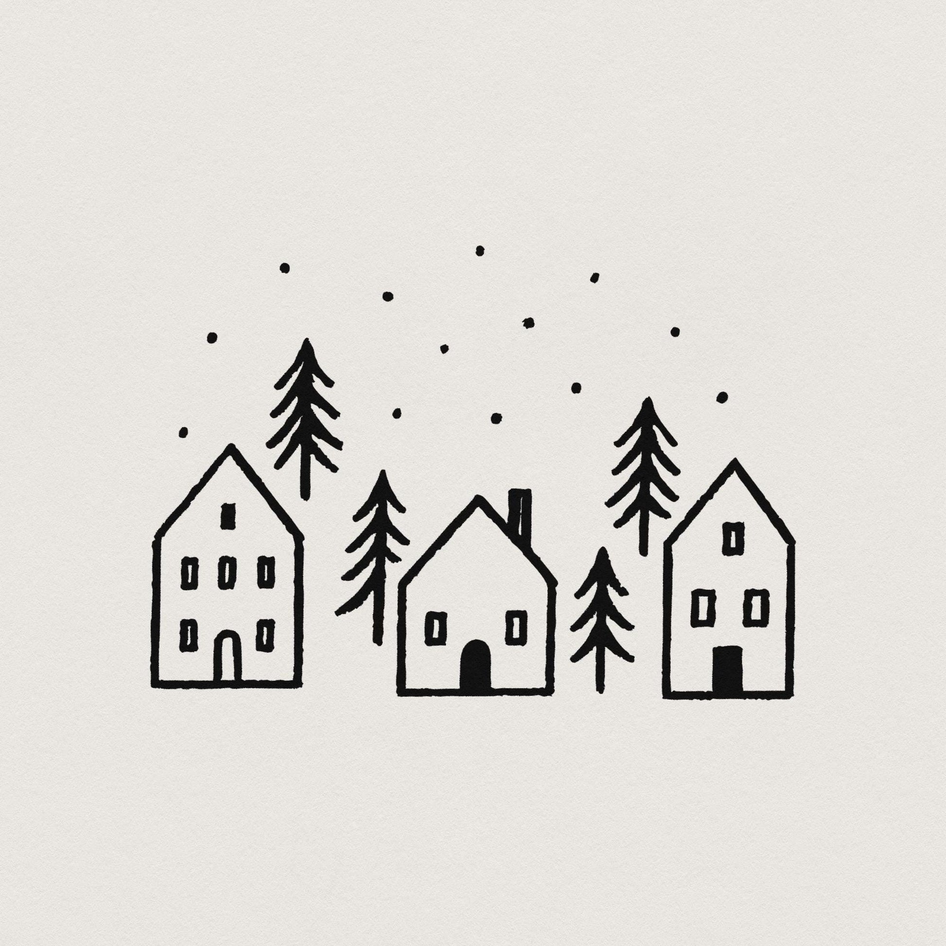 Minimalist Winter House PNG, Scandinavian Home Art - 300 DPI Design for