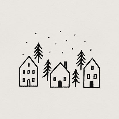 Minimalist Winter House PNG, Scandinavian Home Art - 300 DPI Design for