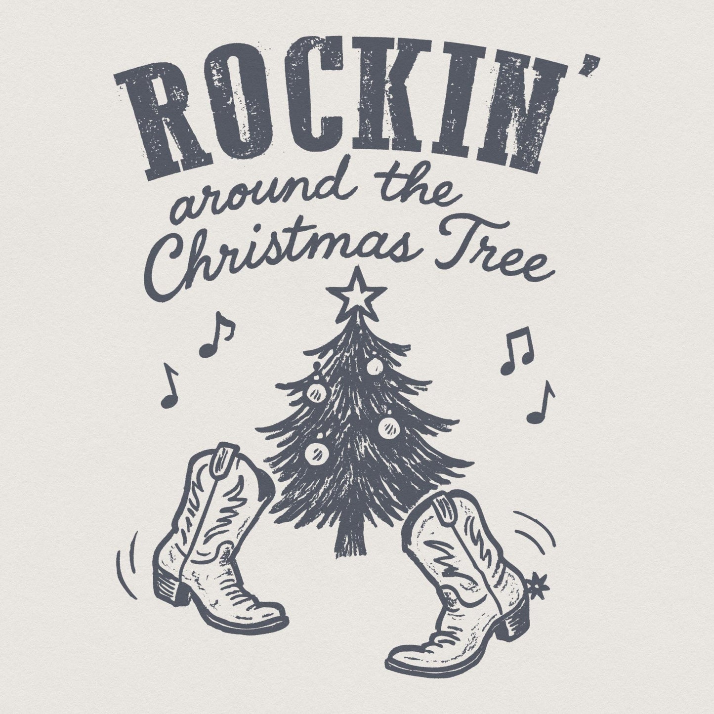 Rockin Around the Christmas Tree PNG, Retro Christmas - 300 DPI Design