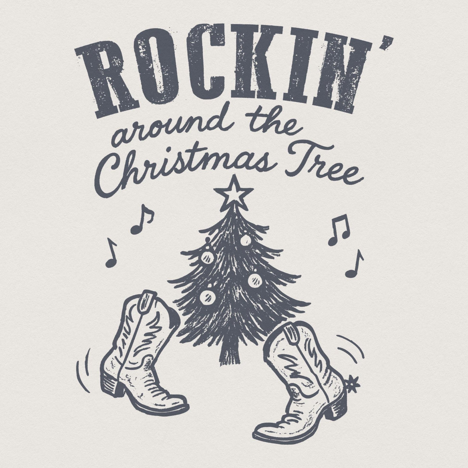Rockin Around the Christmas Tree PNG, Retro Christmas - 300 DPI Design