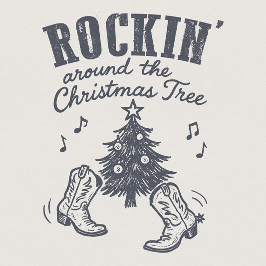 Rockin Around the Christmas Tree PNG, Retro Christmas - 300 DPI Design