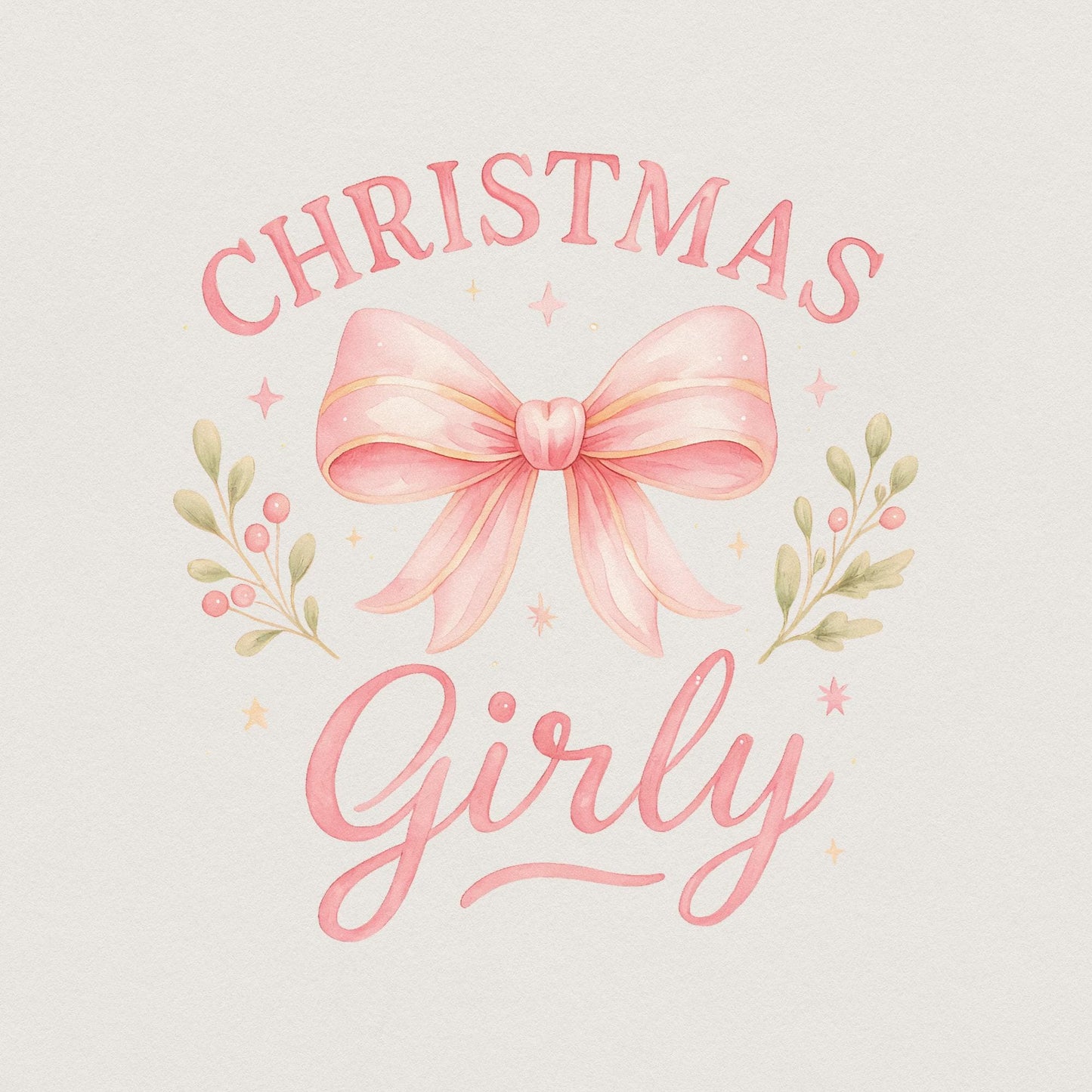 Christmas Girly PNG, Pink Bow Holiday PNG Shirt - 300 DPI Design for