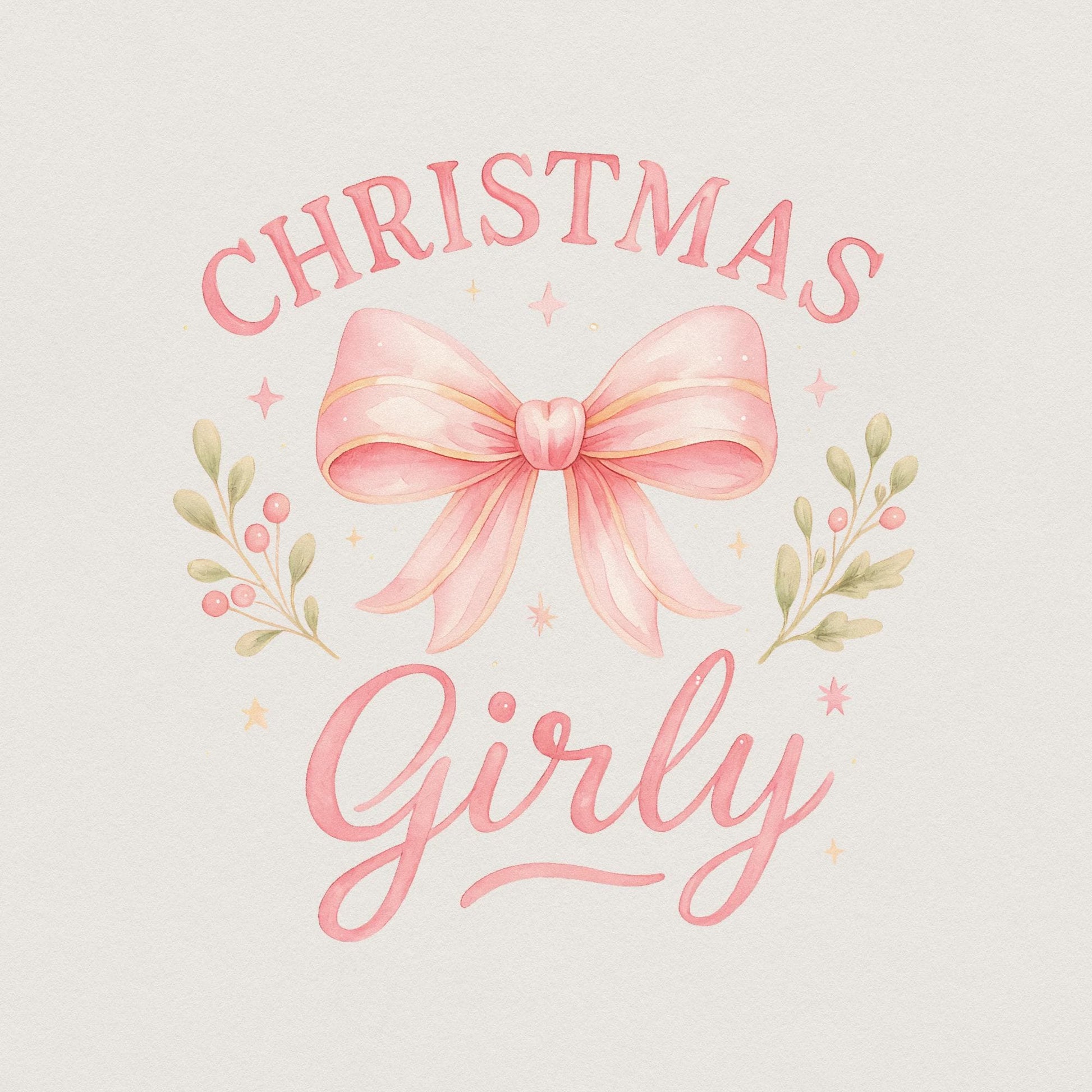 Christmas Girly PNG, Pink Bow Holiday PNG Shirt - 300 DPI Design for