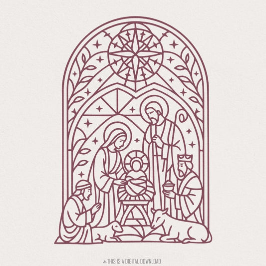 Nativity Scene Clipart PNG, Holy Family Icon Digital Download - 300 DPI